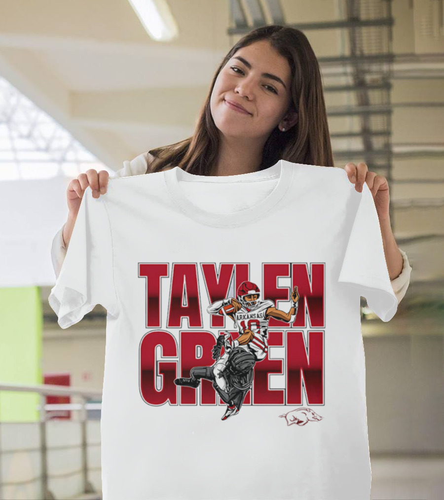 Taylen Green Arkansas Football NCAA Razorbacks Caricature T-Shirt