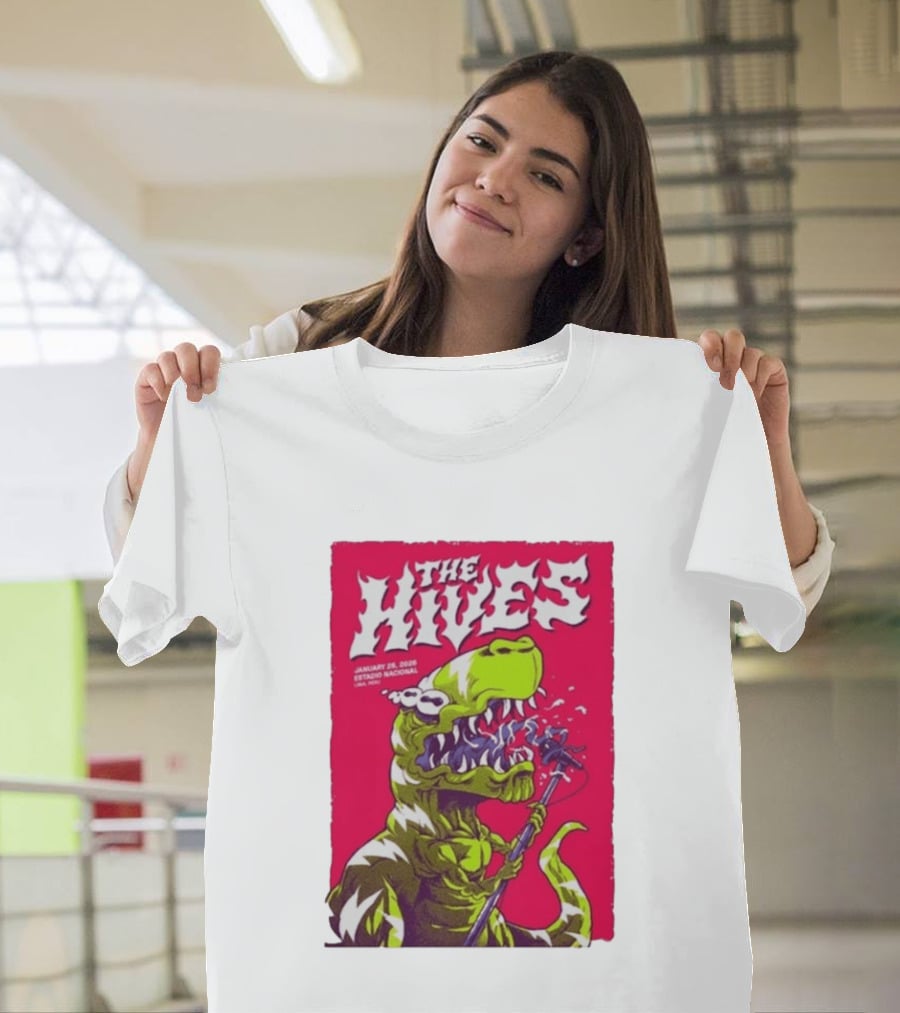 The Hives Live In Lima Peru January 25 2026 Estadio Nacional Dinosaur T-Shirt