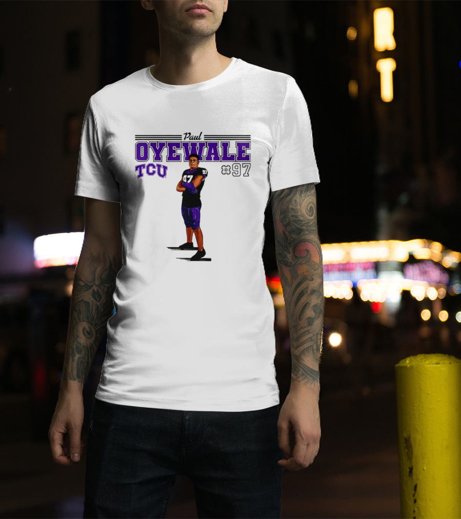 Paul Oyewale TCU Football NCAA #97 Caricature T-Shirt
