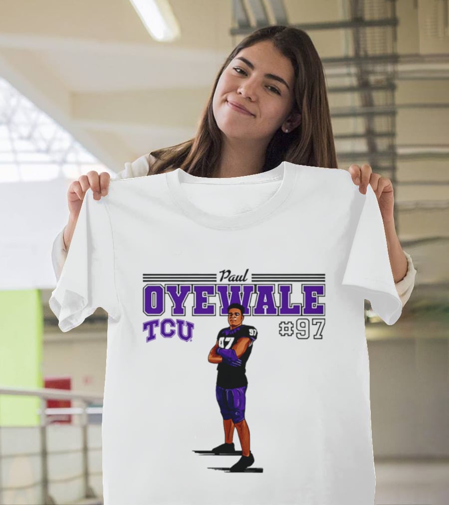 Paul Oyewale TCU Football NCAA #97 Caricature T-Shirt