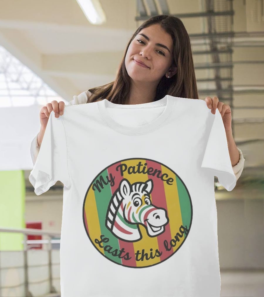 Zebra My Patience Lasts This Long Striped Cartoon T-Shirt