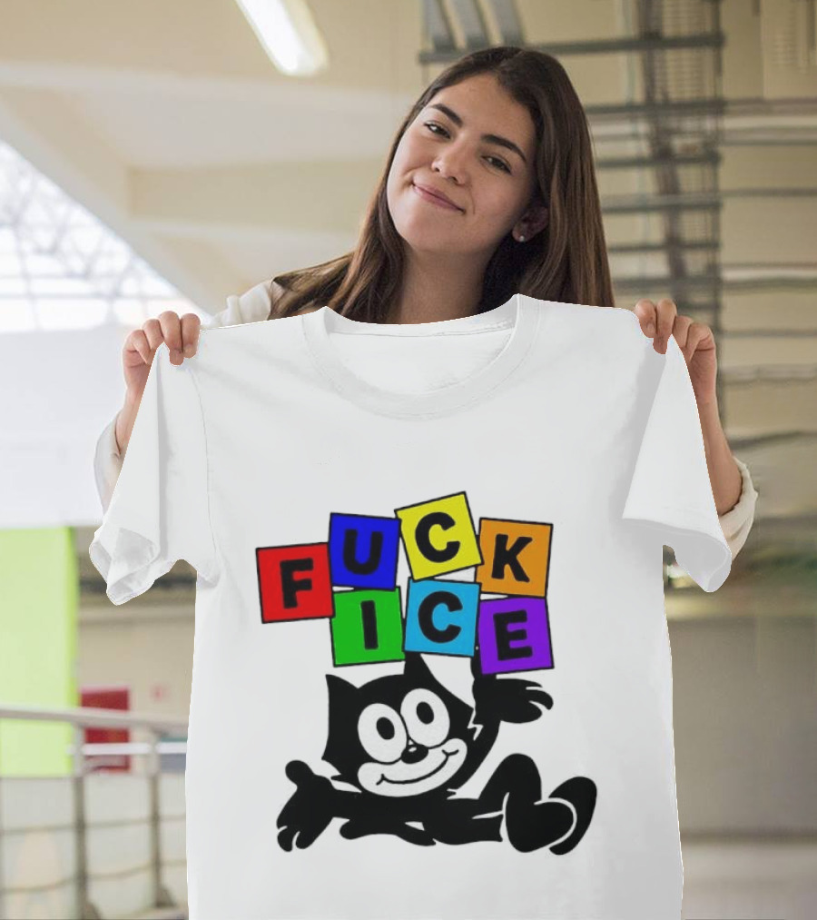 Felix The Cat Fuck ICE Colorful Blocks T-Shirt