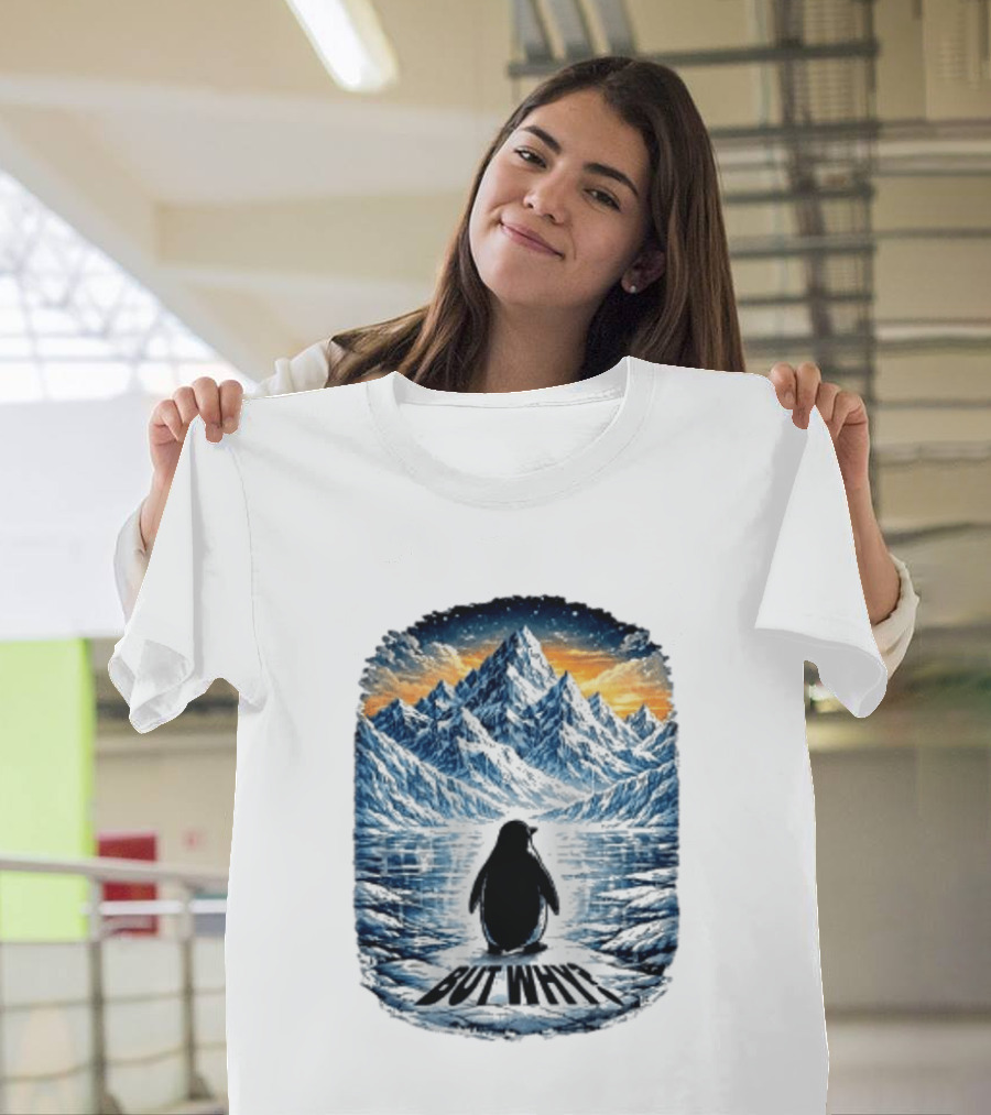 Viral Nihilist Penguin But Why Mountain Reflection T-Shirt