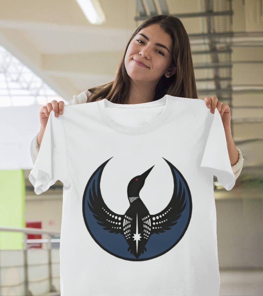 Minnesota Loon Bird Resist Ice Dark Circle Wings T-Shirt