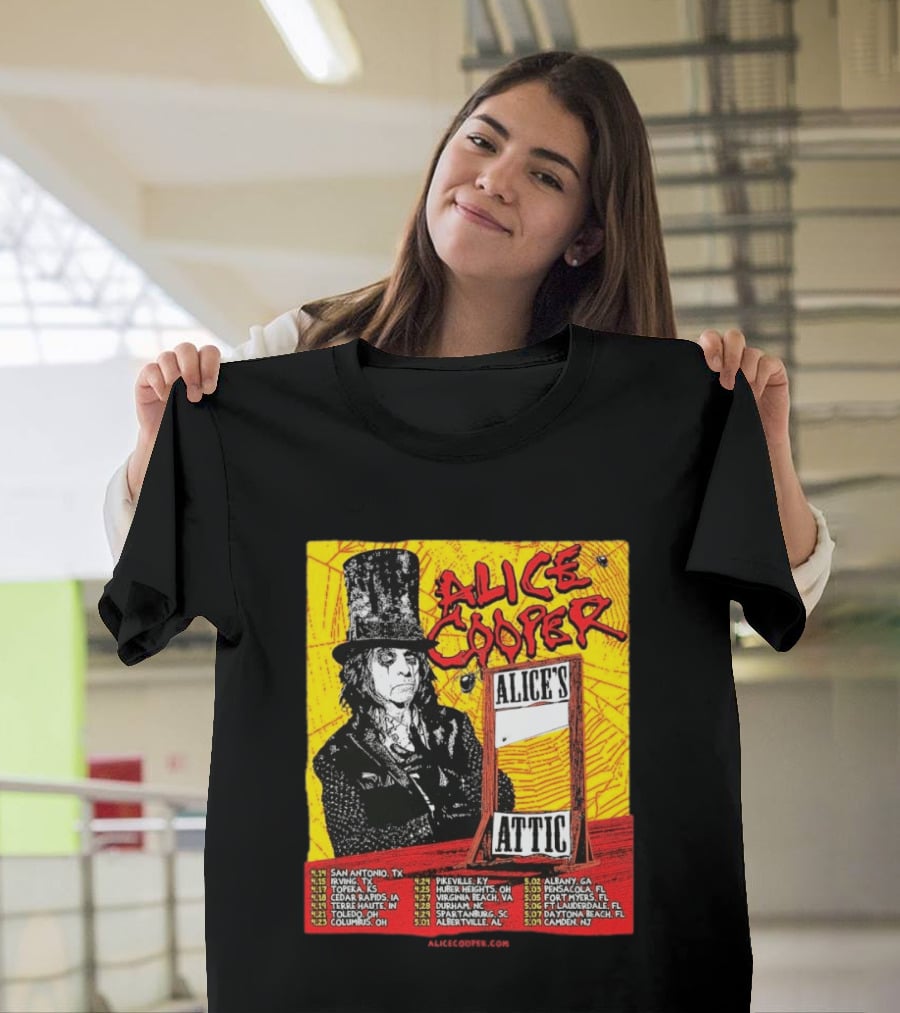 Alice Cooper 2026 Alice's Attic Tour Dates San Antonio Albany Locations T-Shirt