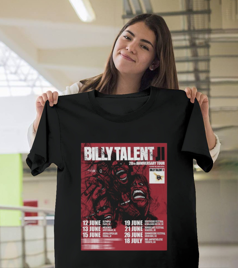 Billy Talent 20th Anniversary Tour Dates Europe Canada 2023 T-Shirt