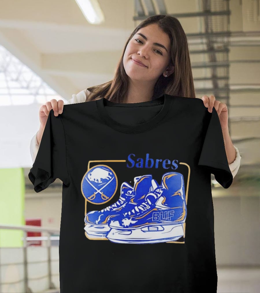 Sabres BUF Skates With Buffalo And Crossed Sabers T-Shirt