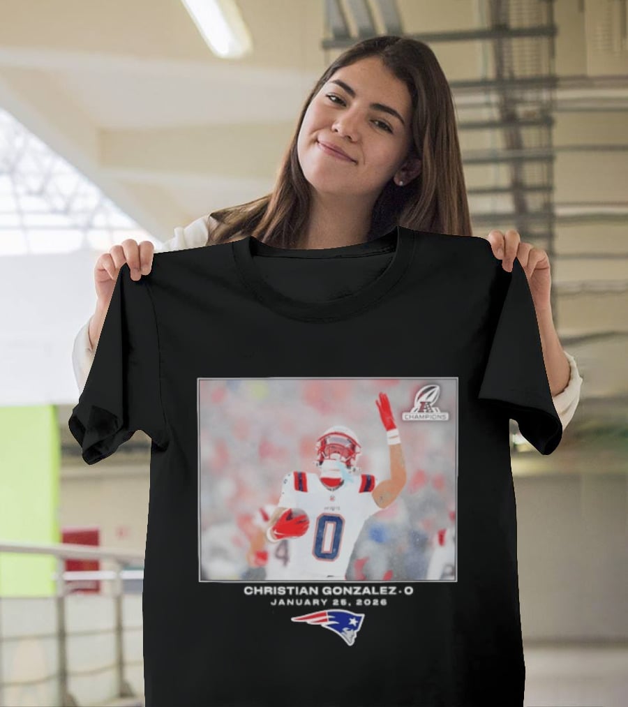 Christian Gonzalez New England Patriots AFC Champions Week 21 T-Shirt