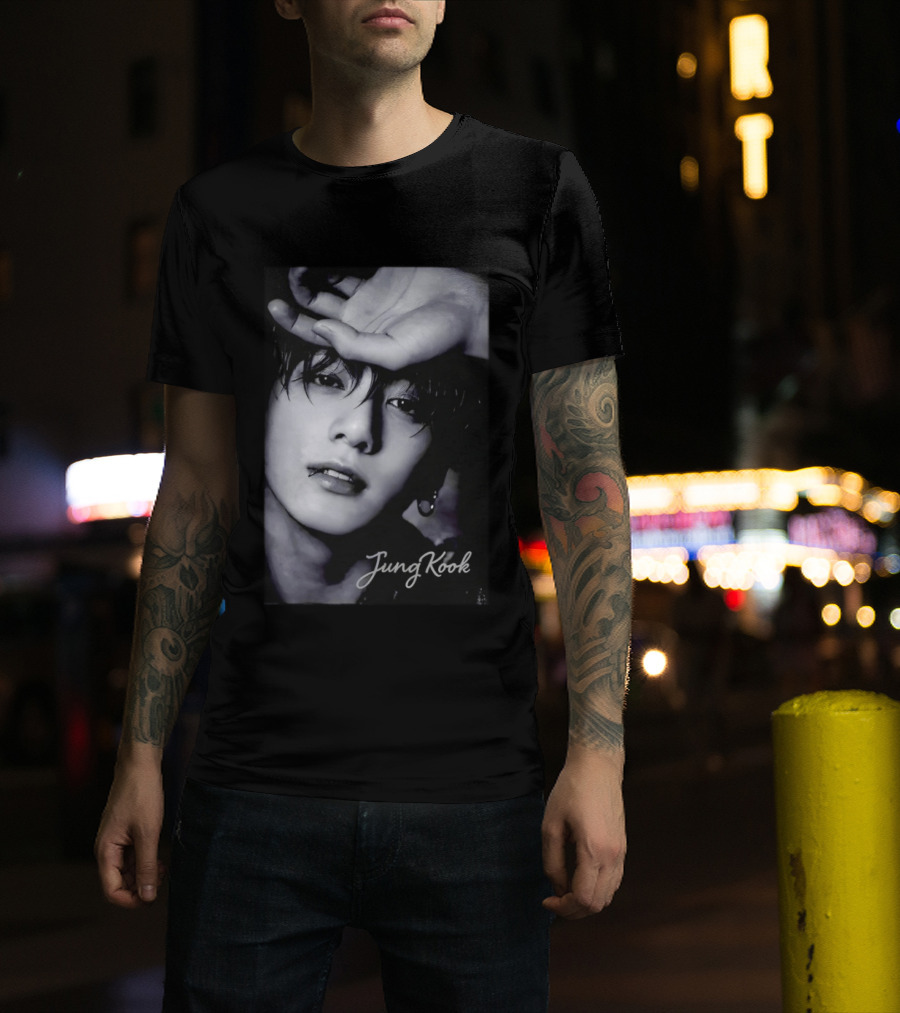 Jungkook BTS Iconic Style Black And White T-Shirt