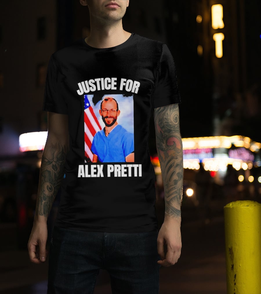 Justice For Alex Pretti American Flag T-Shirt
