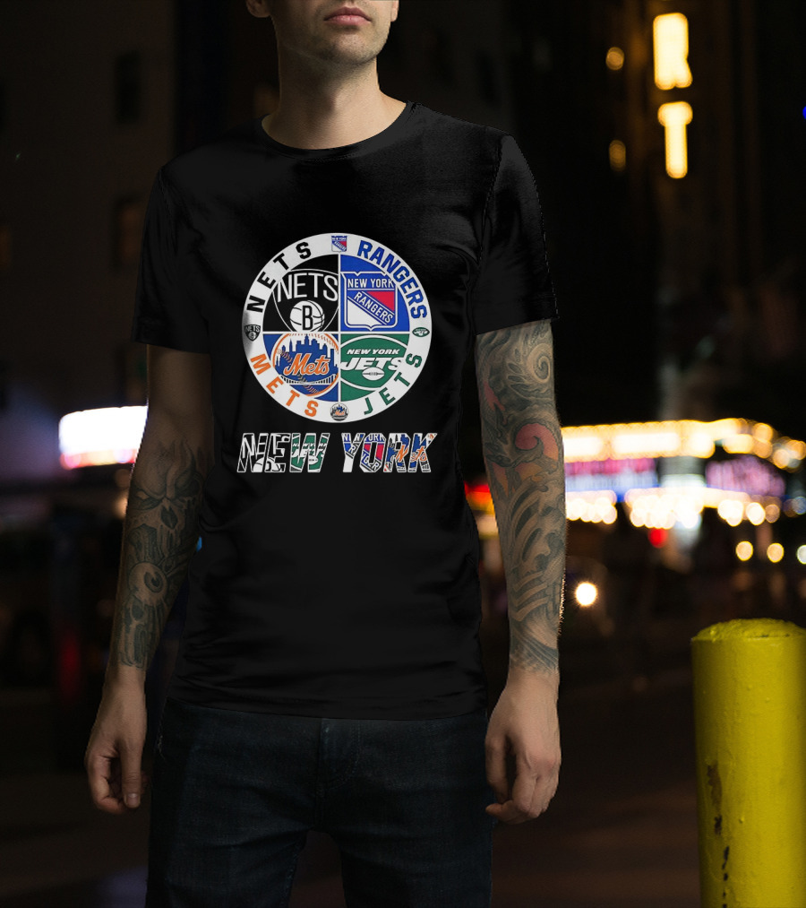 New York Nets Rangers Jets Mets Sports Team Mashup T-Shirt