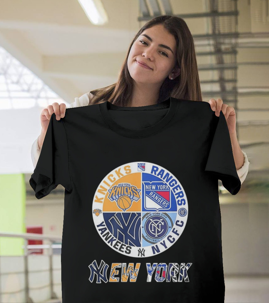 New York Knicks Rangers Yankees NYCFC Sports Teams Mashup T-Shirt
