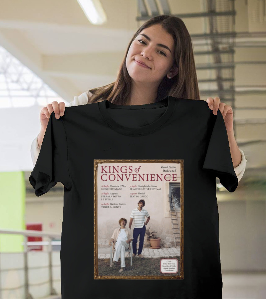 Kings Of Convenience Turne Estiva Italia 2026 Monfortinjazz Ferrara Tener A Mente Teatro Greco Festival T-Shirt