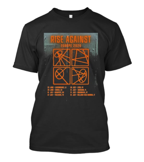 Rise Against Europe 2026 Tour With Concert Locations T-Shirt