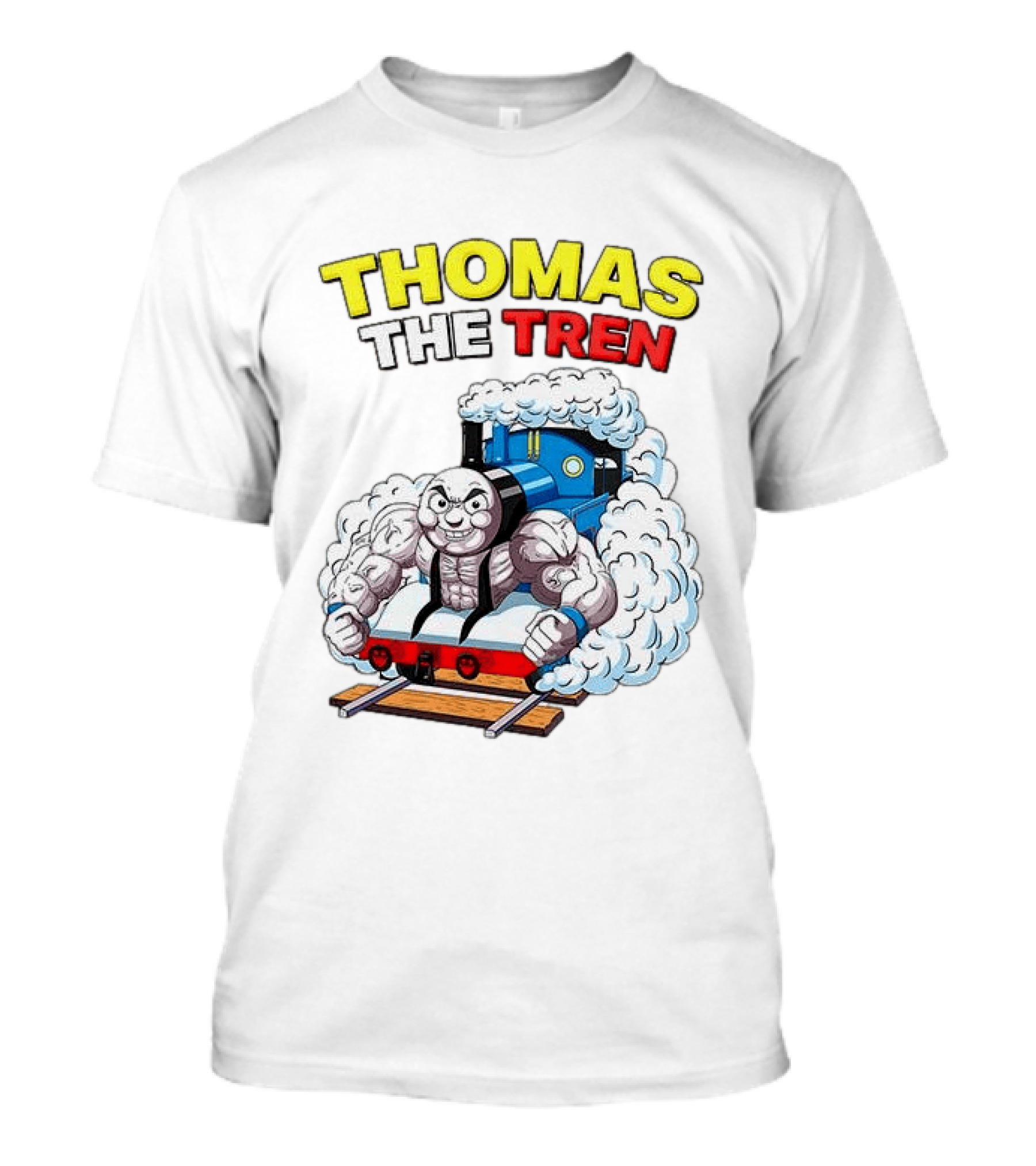 THOMAS THE TREN Cartoon Muscular Engine Puffing Steam T-Shirt