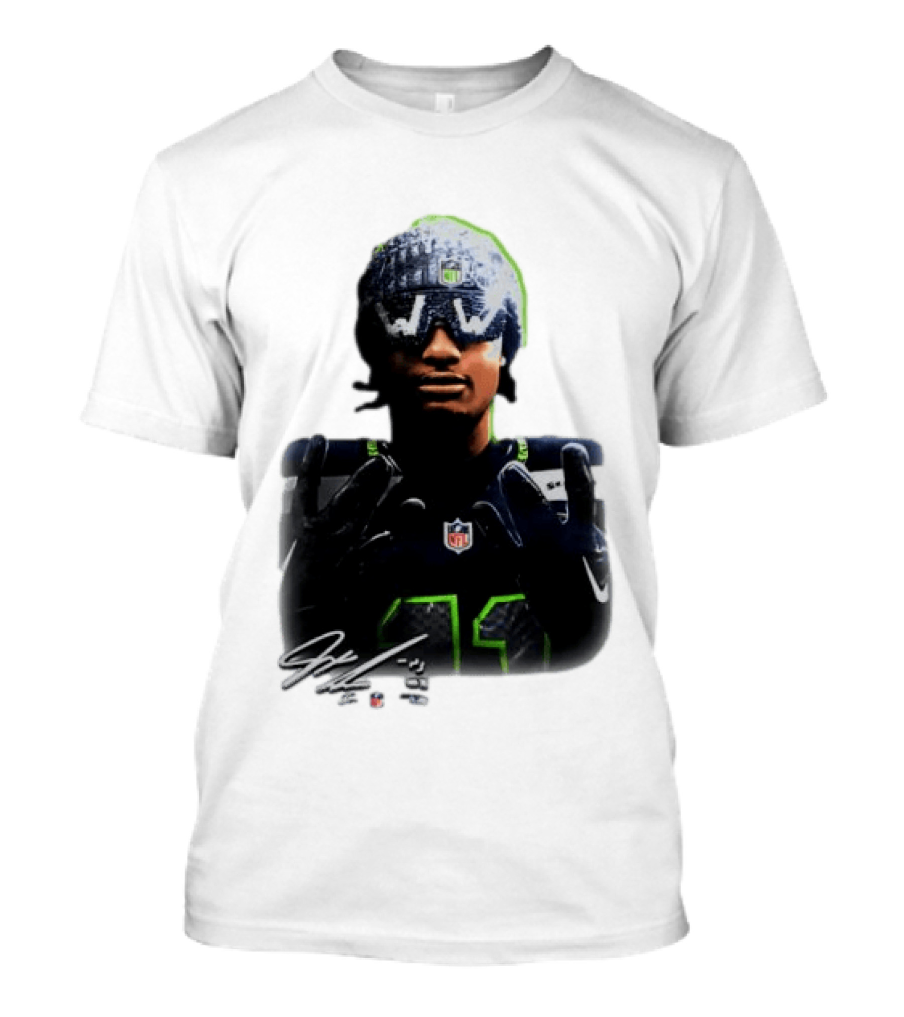 Jaxon Smith Njigba Seattle Seahawks Beanie Bling WW Sunglasses NFL Player Signature T-Shirt