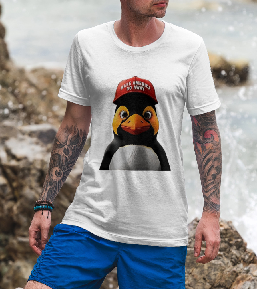 Make America Go Away Red Hat Penguin Iconic Humor T-Shirt
