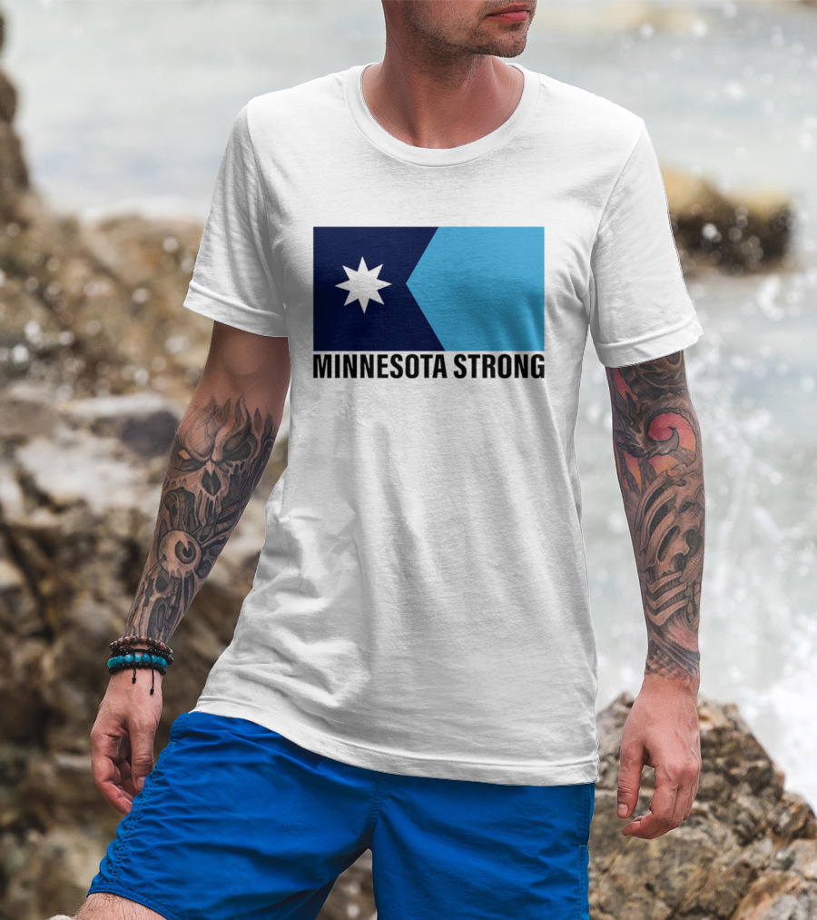 Minnesota Strong Star Icon Blue Rectangular Flag T-Shirt