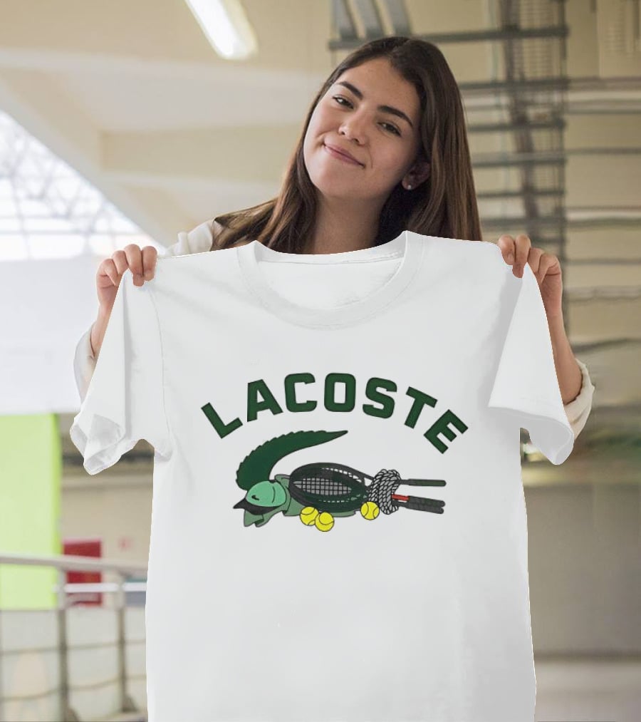 Lacoste Crocodile Tennis Theme With Tennis Balls T-Shirt