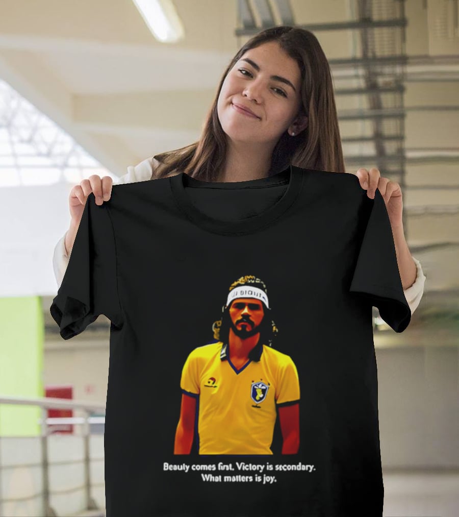 Beauty Comes First Victory Secondary Joy Matters Tennis Player Yellow T-Shirt