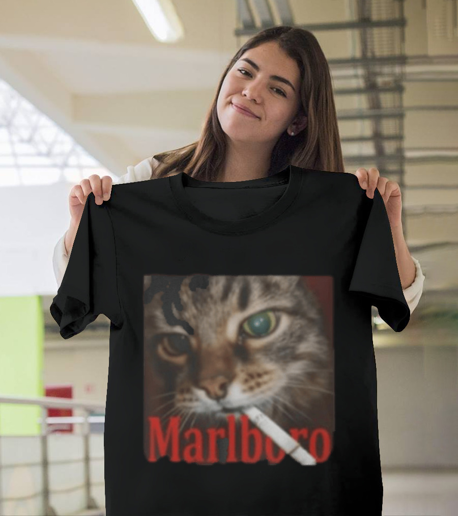 Marlboro Cat Smoking Image T-Shirt