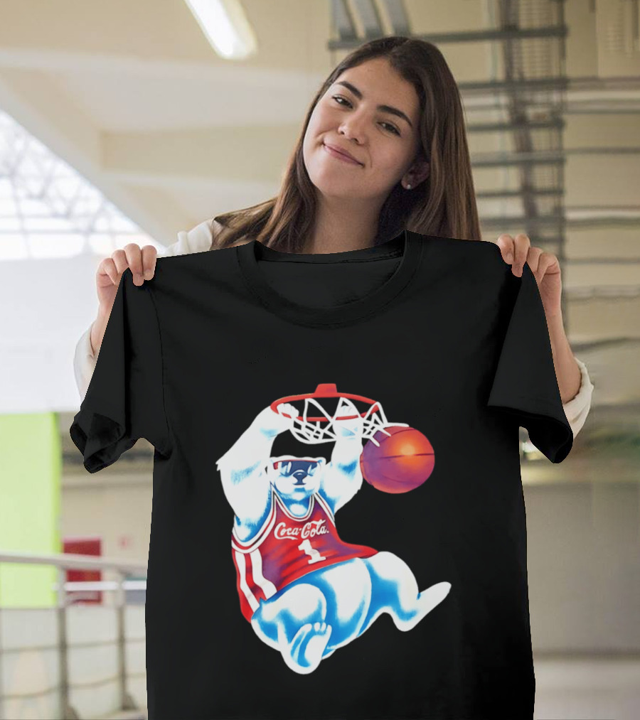 Coca Cola Polar Bear Basketball Dunk Red Jersey T-Shirt