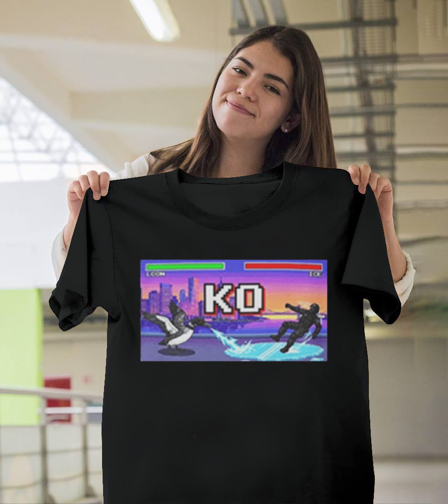 Common Loon Vs ICE KO Minnesota Skyline Anti ICE T-Shirt