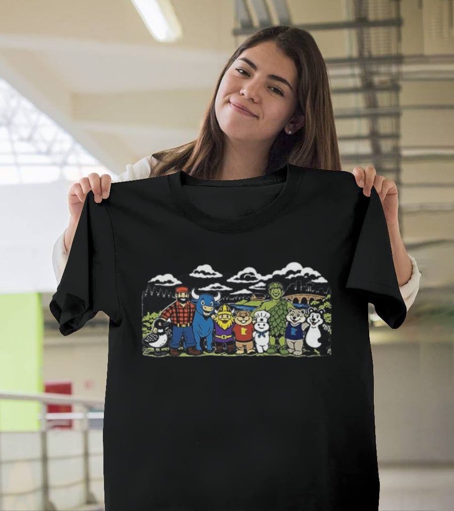 Paul Bunyan And Blue Ox Babe Minnesota Characters With Vikings Gnome T-Shirt