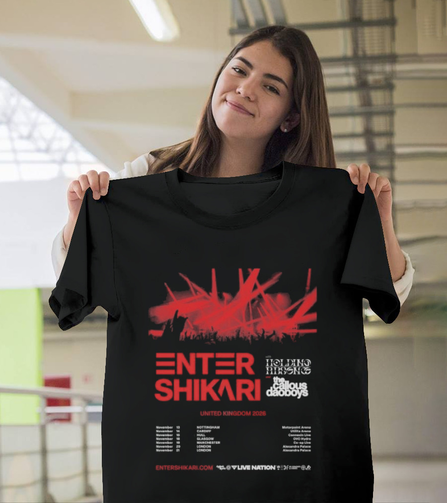 Enter Shikari United Kingdom Tour 2026 Featuring Holding Absence Cody Frost T-Shirt
