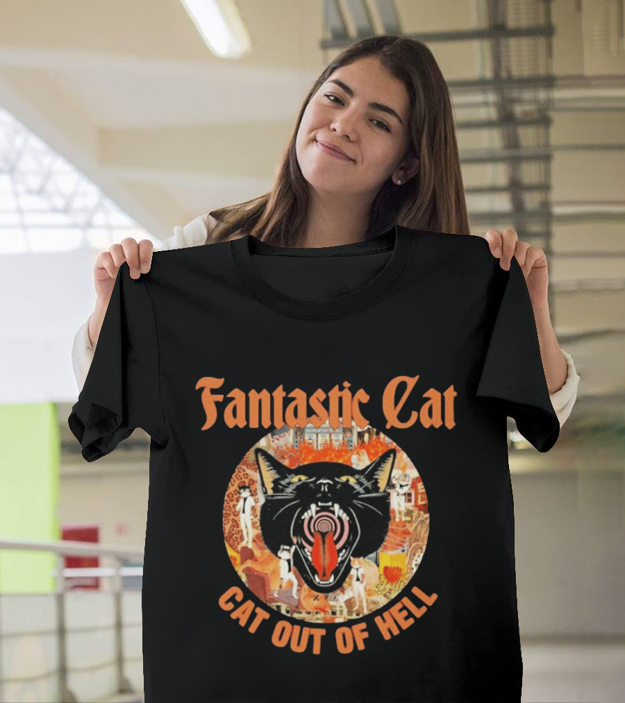 Fantastic Cat Cat Out Of Hell Vintage Rock T-Shirt
