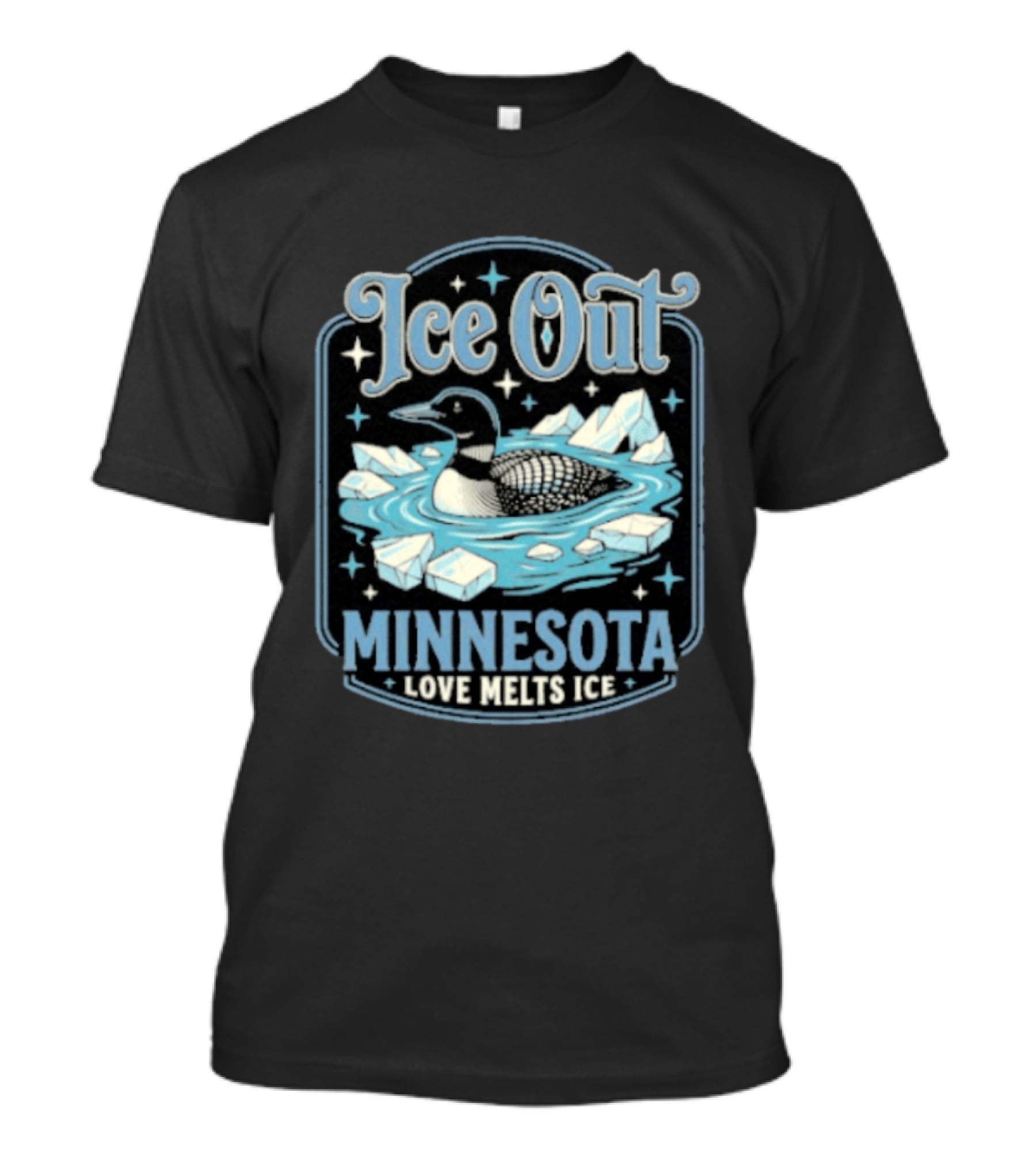 Loon Ice Out Minnesota Love Melts ICE Lake Water Bird T-Shirt