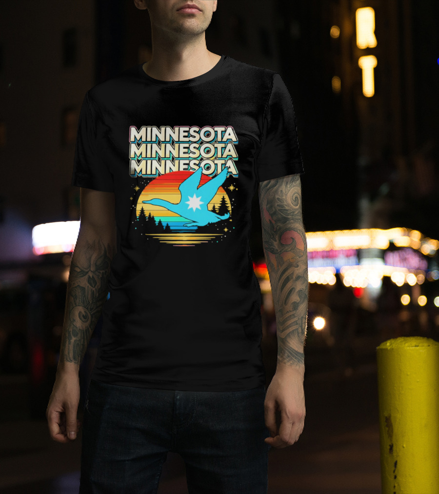 MINNESOTA Resistance 2026 Goose Sunset Forest Scene T-Shirt