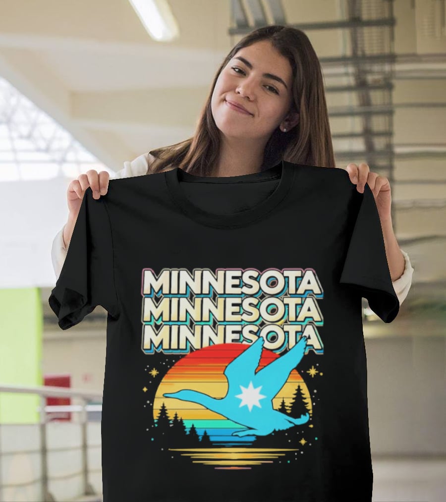 MINNESOTA Resistance 2026 Goose Sunset Forest Scene T-Shirt