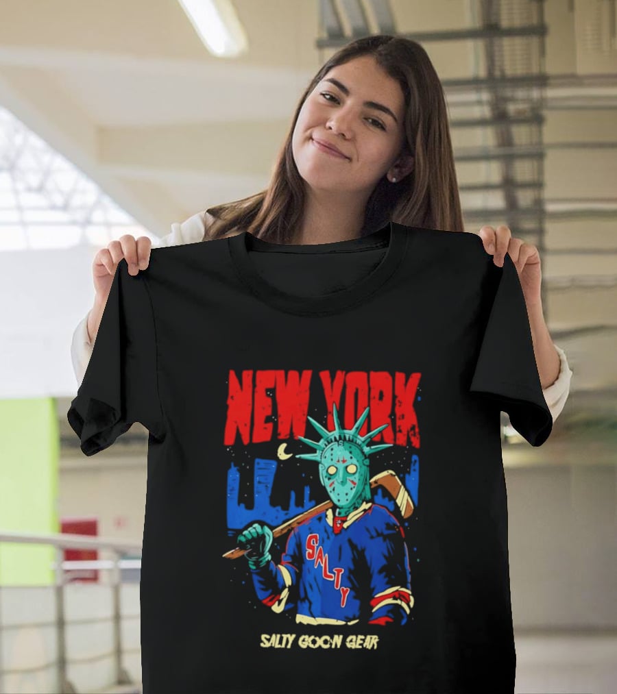 New York Salty Goon Liberty Mask Hockey Player Salty Goon Gear T-Shirt