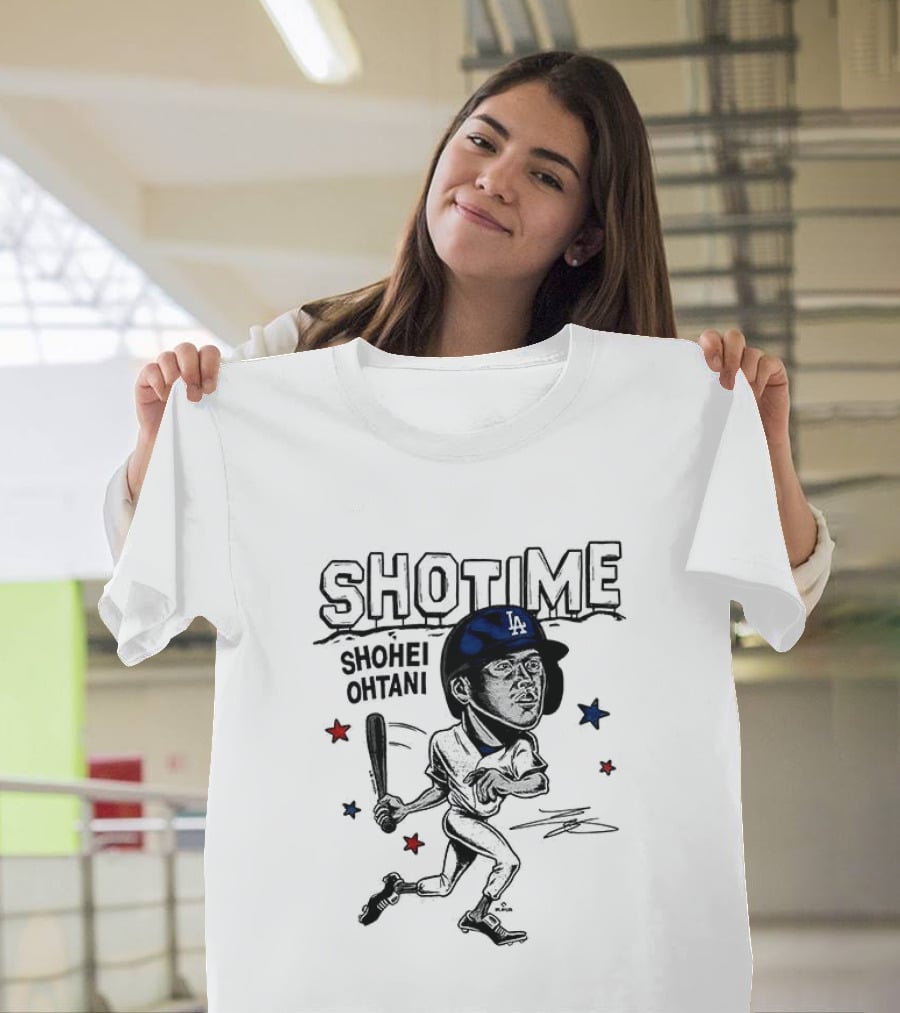 Shohei Ohtani Showtime LA Dodgers Caricature Baseball Star T-Shirt