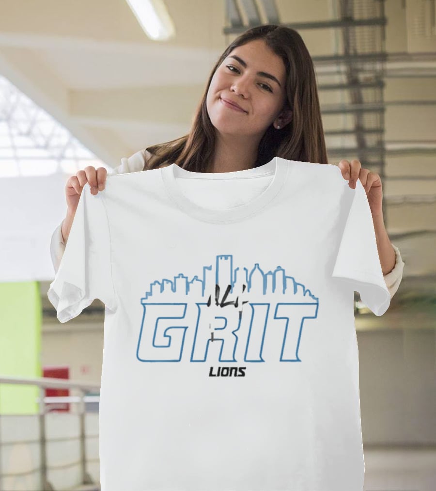 Detroit Lions All Grit City Skyline Dan Campbell T-Shirt