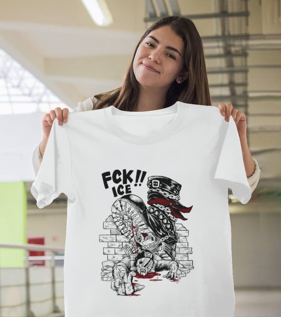 Fck ICE Text With Ice Boot And Bricks T-Shirt