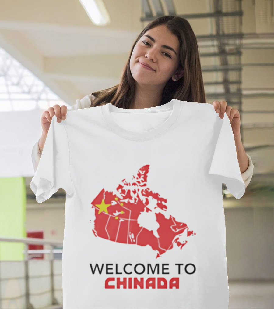 Welcome To Chinada Canada Map Redesign With Bold Text And Yellow Stars T-Shirt