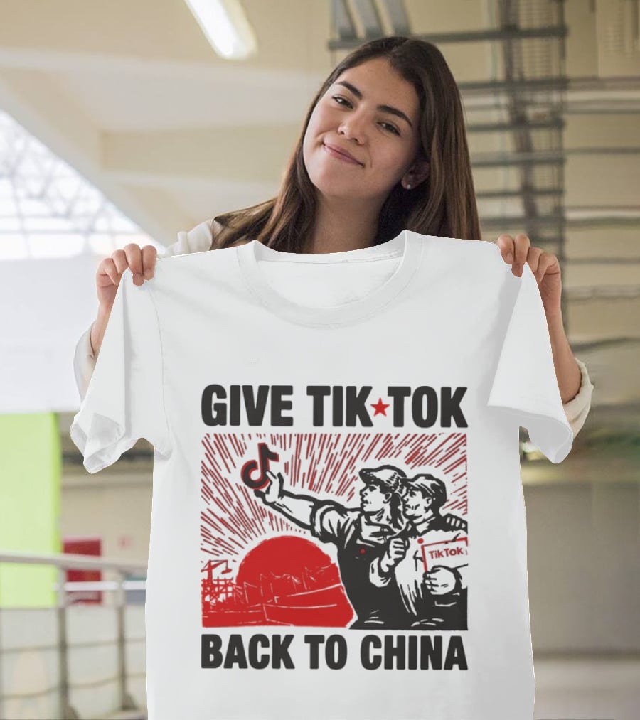 Give TikTok Back To China Red Sunburst Worker T-Shirt