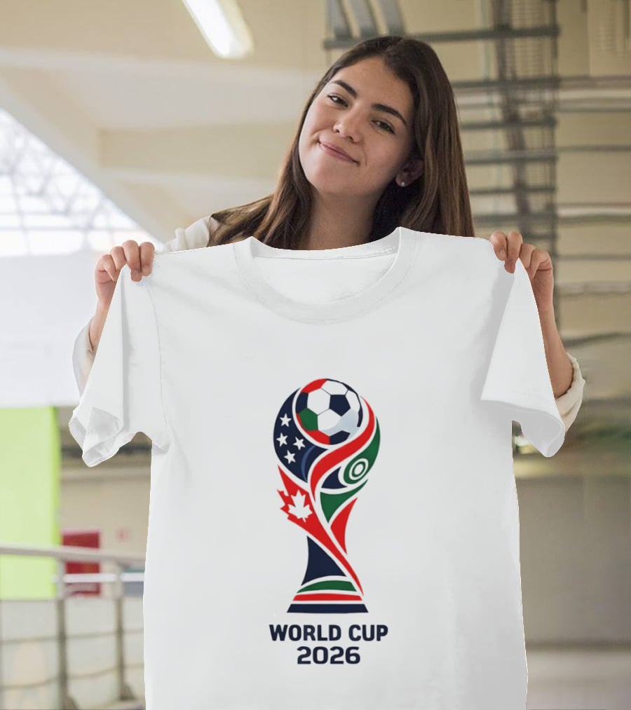 World Cup 2026 Trophy With Soccer Ball And Maple Leaf T-Shirt