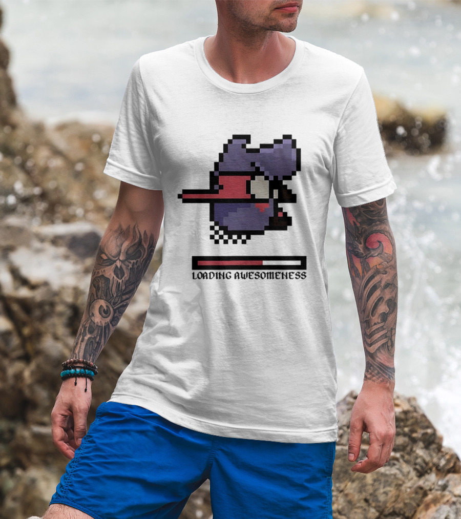 Loading Awesomeness Retro Pixel Character With Progress Bar T-Shirt