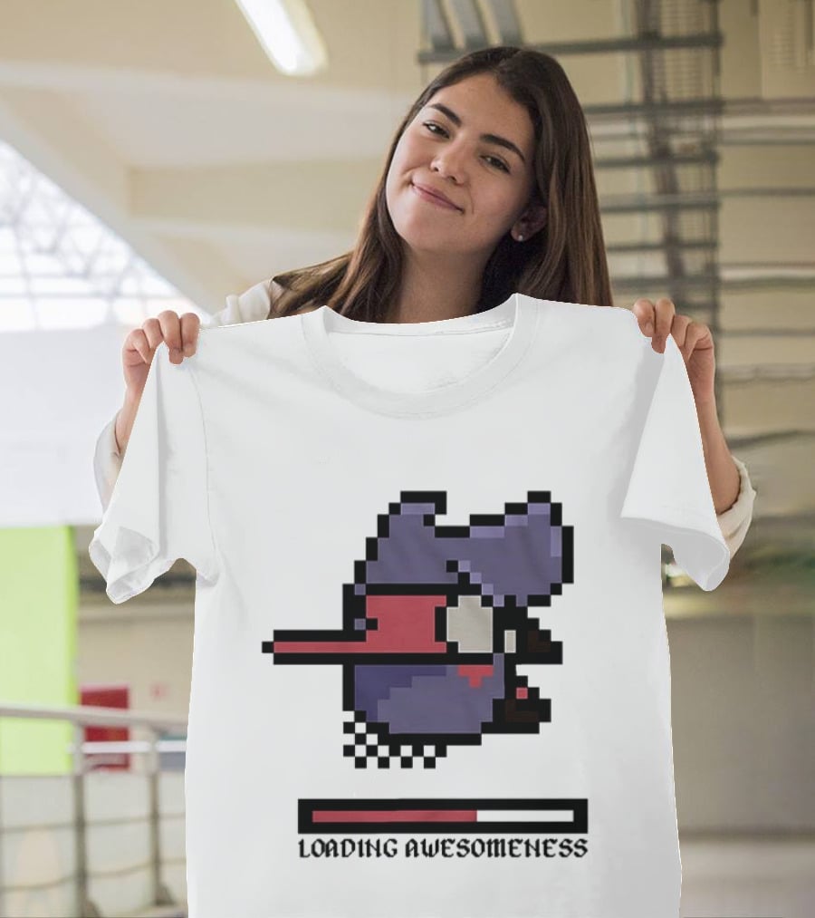 Loading Awesomeness Retro Pixel Character With Progress Bar T-Shirt