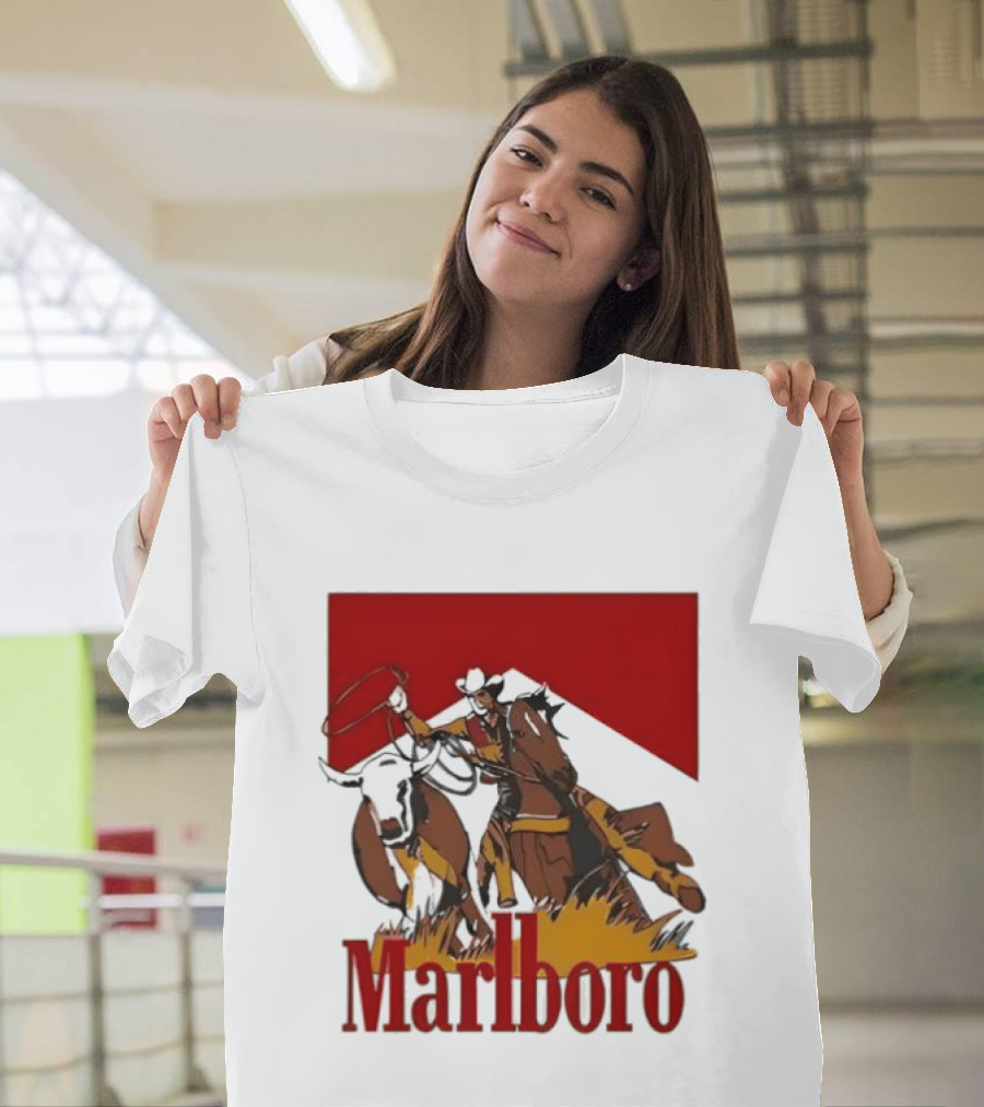 Marlboro Cowboy With Lasso Riding Horse Rugged Outdoors Adventure T-Shirt