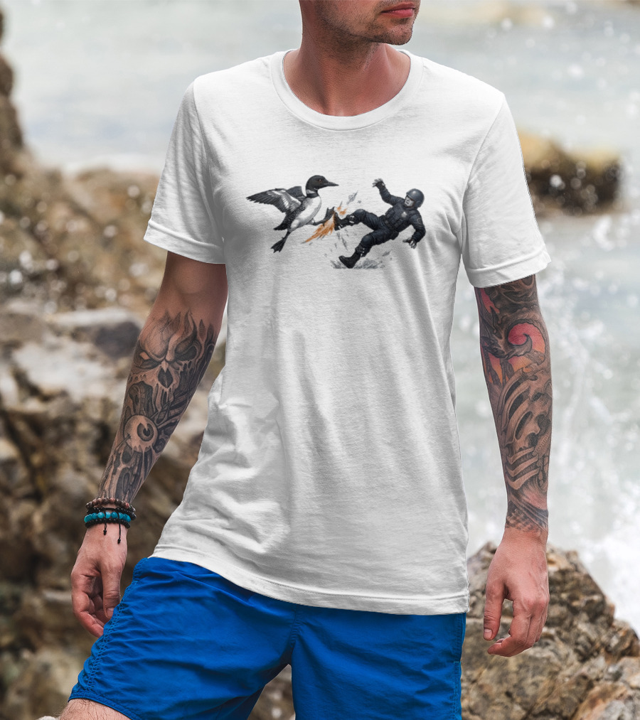 Minnesota Loon Vs ICE Wild Encounter Action Scene T-Shirt