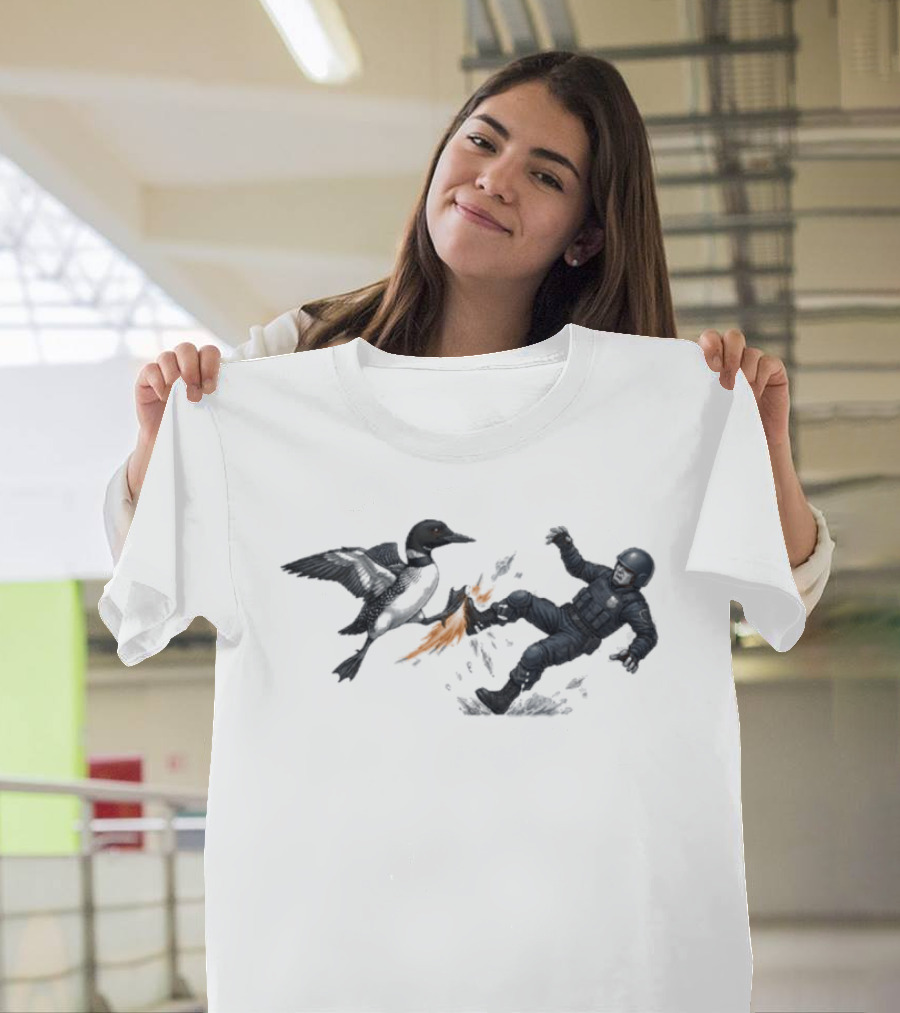 Minnesota Loon Vs ICE Wild Encounter Action Scene T-Shirt
