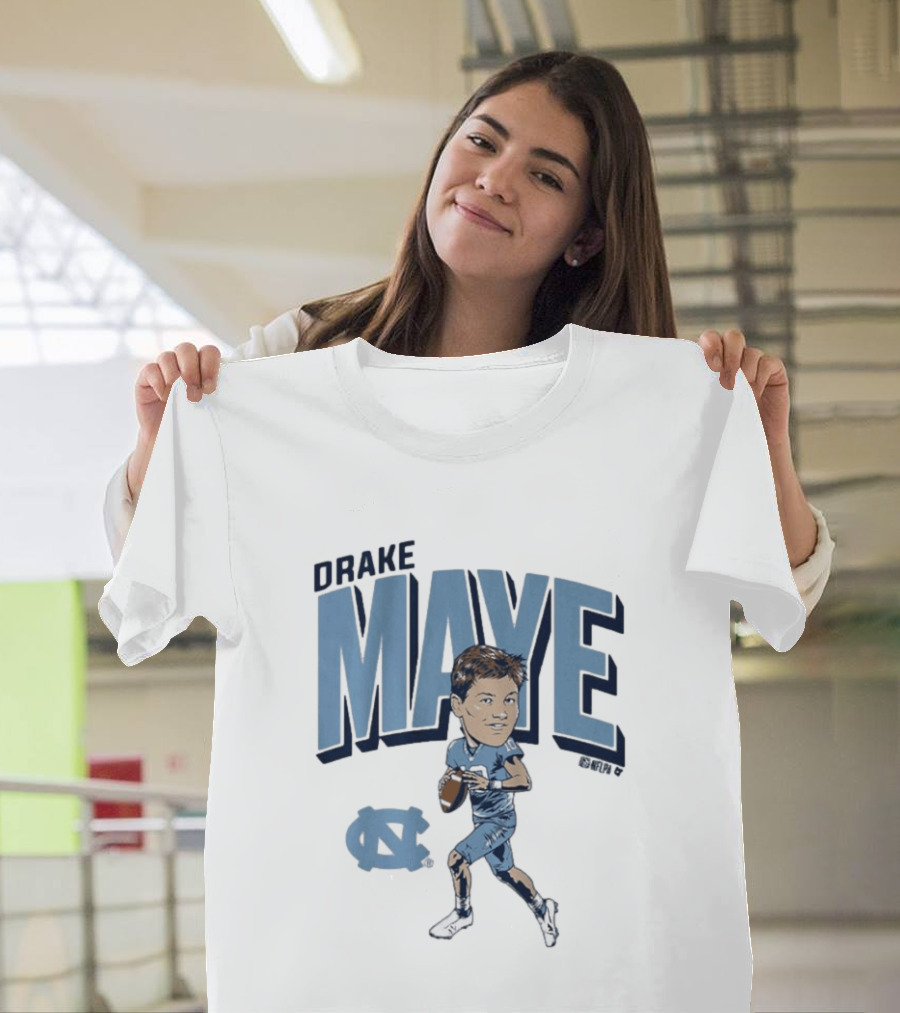 North Carolina Tar Heels Drake Maye Caricature Football Player T-Shirt