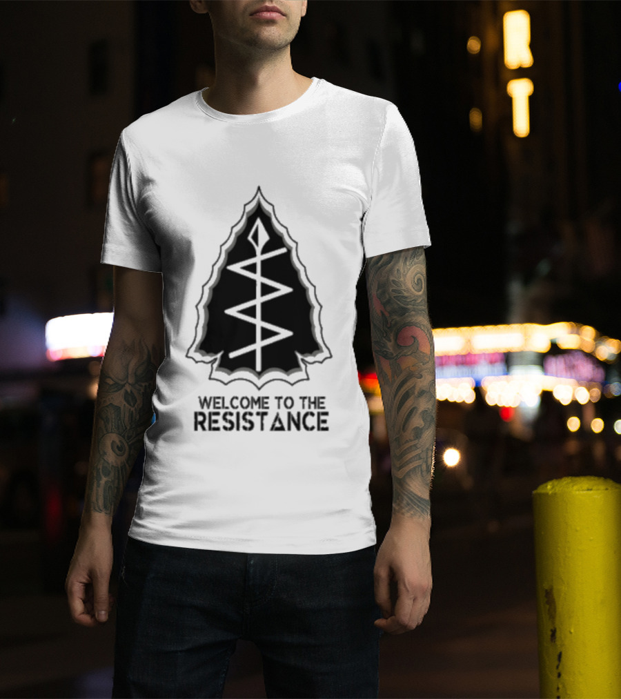 Welcome To The Resistance Rebel Abolish Ice Military Antifascist Patch Arrowhead T-Shirt