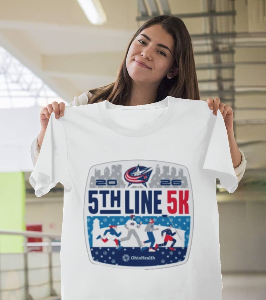 Columbus Blue Jackets 2026 5th Line 5K OhioHealth Event T-Shirt