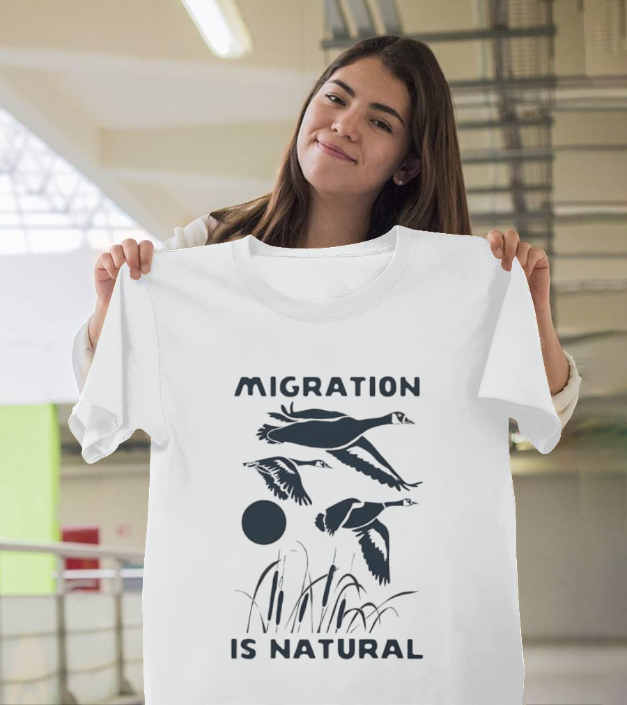 Migration Is Natural Loon Bird Wildlife Scene T-Shirt