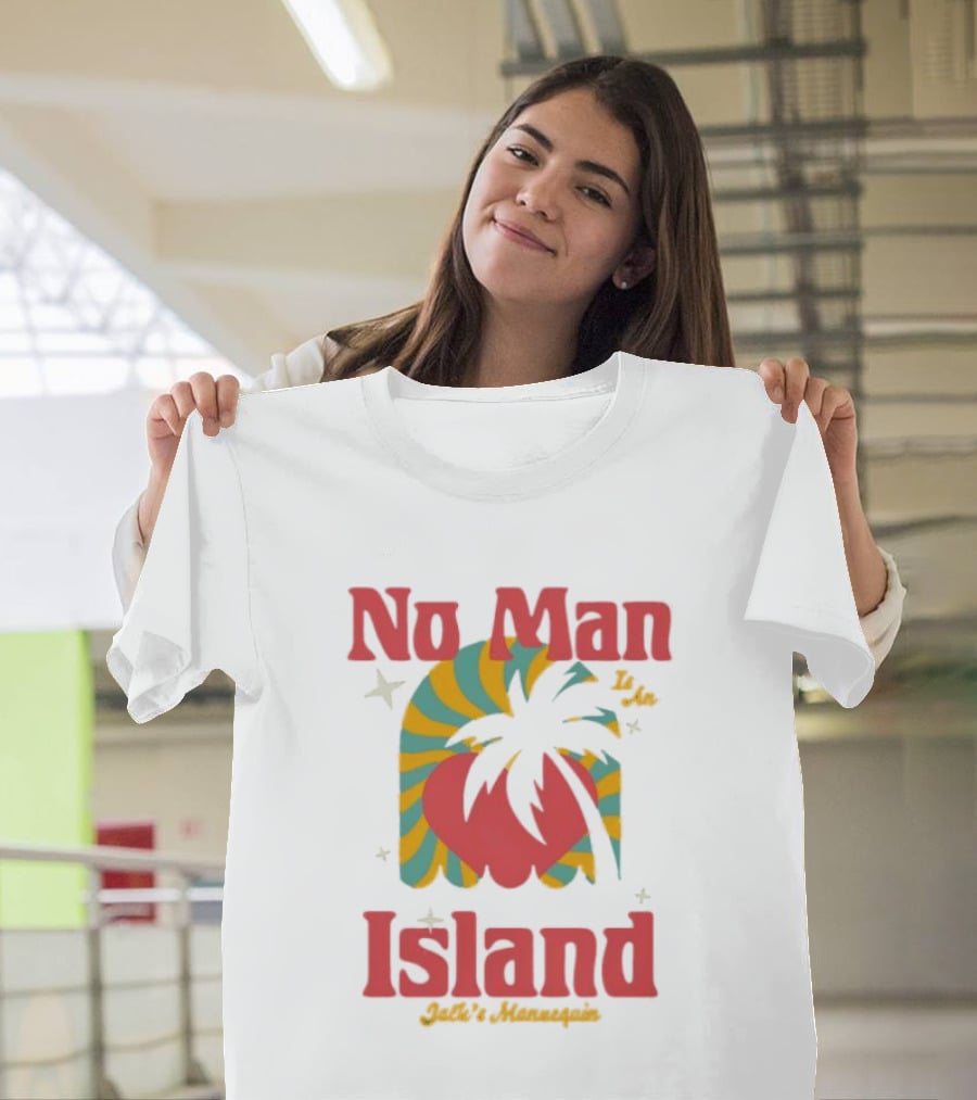No Man Is An Island Jack's Mannequin Beachy Palm Tree Striped Heart Retro Vibes T-Shirt